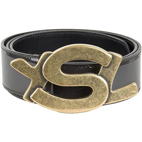 ysl logo patent belt